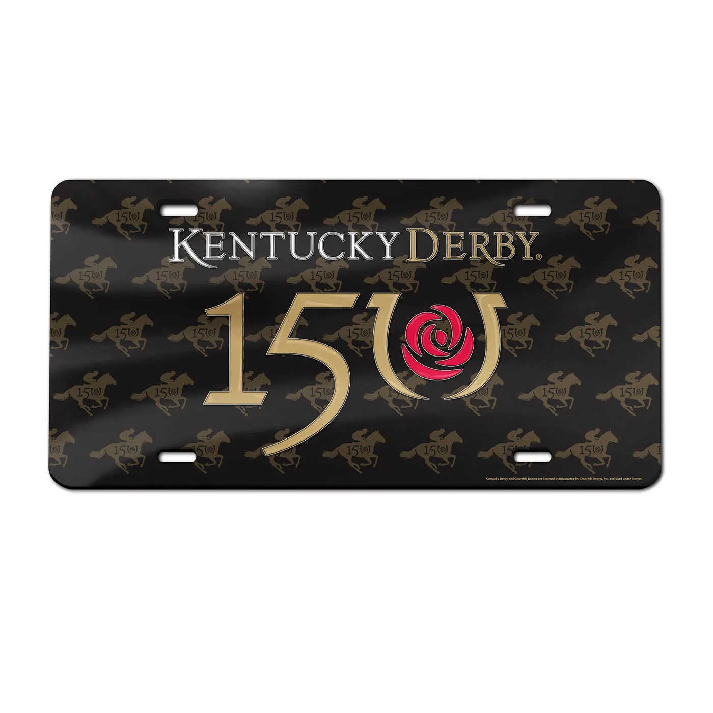 150th Kentucky Derby License Plate - Crystal Black Mirror Finish