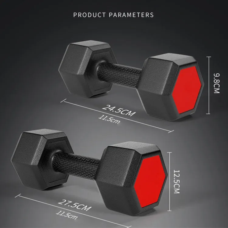 15KG A Pair Red Seal Household Glue Fitness Hexagon Dumbbells