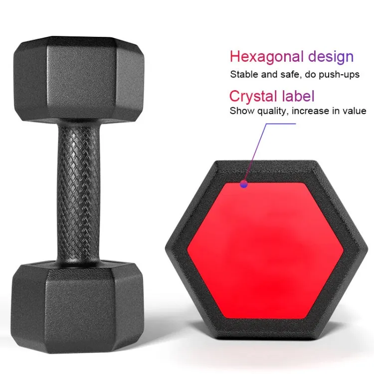 15KG A Pair Red Seal Household Glue Fitness Hexagon Dumbbells