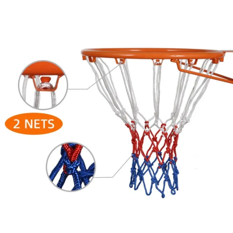 2 Pairs Outdoor Round Rope Basketball Net, Colour: 3.0mm Polyester(White Red Blue)