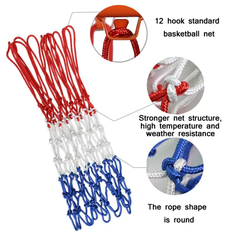 2 Pairs Outdoor Round Rope Basketball Net, Colour: 3.0mm Polyester(White Red Blue)