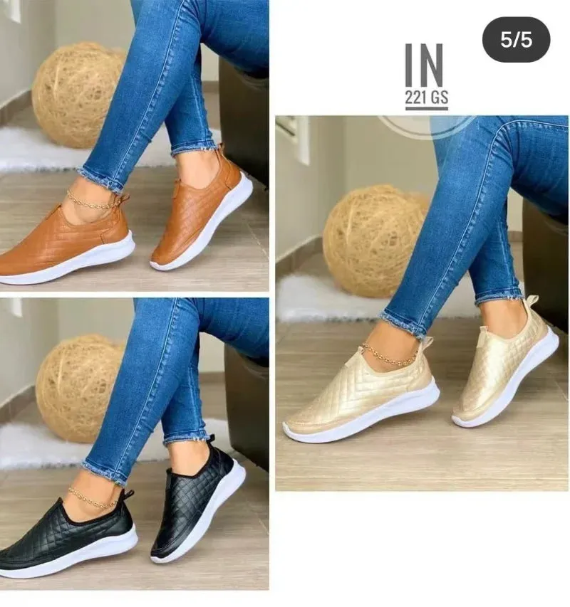 2023 Solid Color Women Sneakers | Round Toe Thick Bottom Loafers | Casual Luxury Vulcanized Shoes