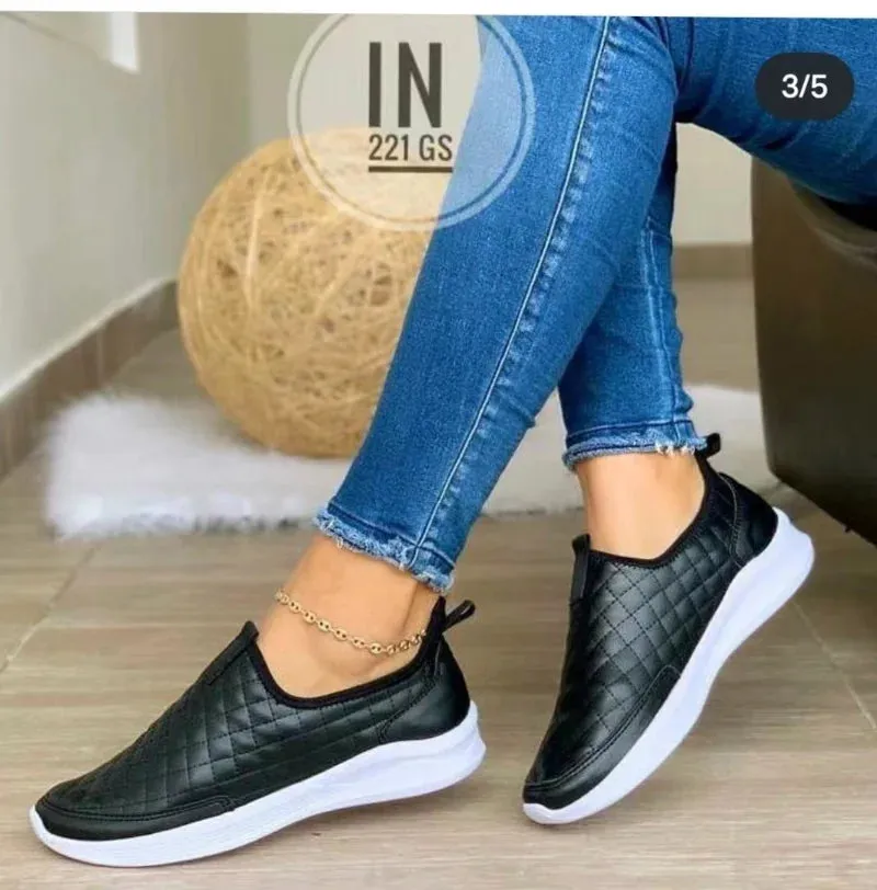 2023 Solid Color Women Sneakers | Round Toe Thick Bottom Loafers | Casual Luxury Vulcanized Shoes