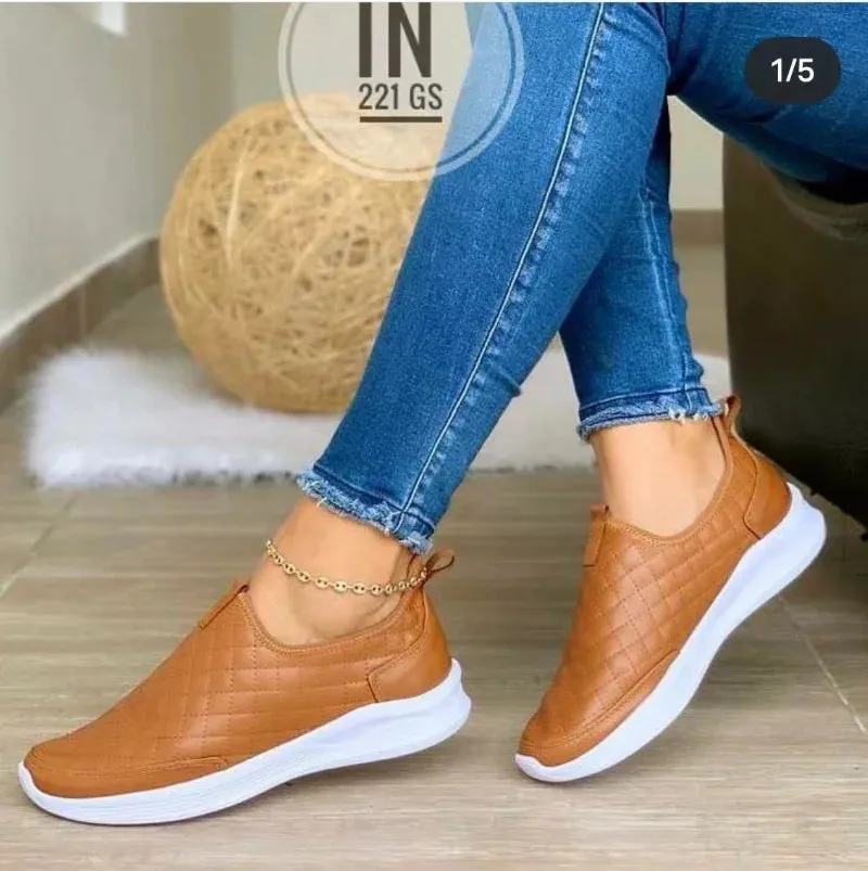 2023 Solid Color Women Sneakers | Round Toe Thick Bottom Loafers | Casual Luxury Vulcanized Shoes