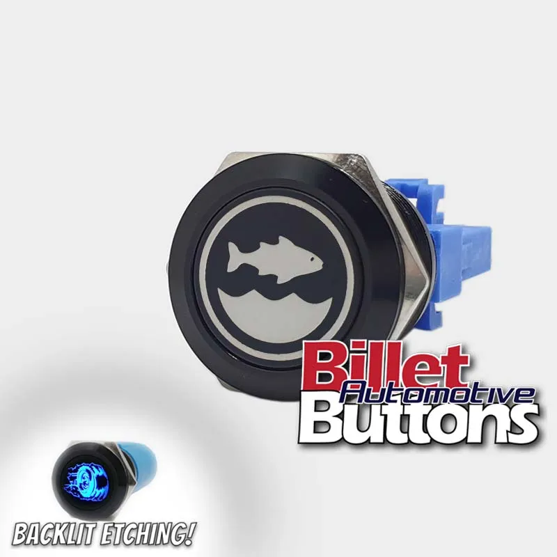 22mm 'BAIT TANK SYMBOL' Billet Push Button Switch Marine Live Well Fish Box