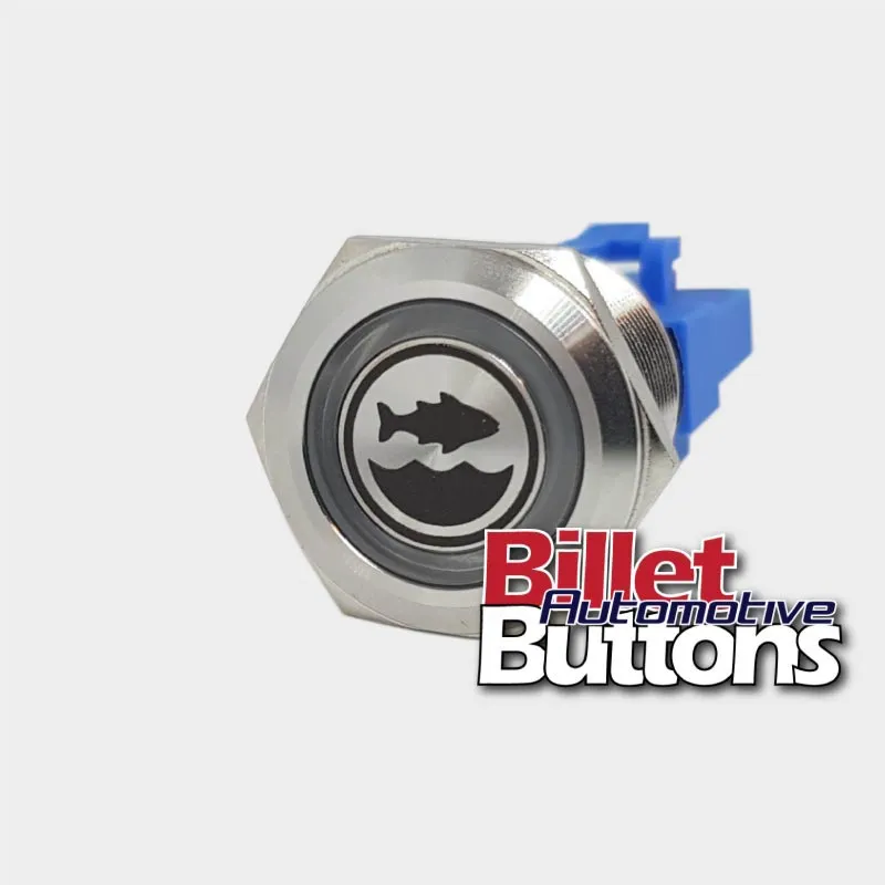 22mm 'BAIT TANK SYMBOL' Billet Push Button Switch Marine Live Well Fish Box