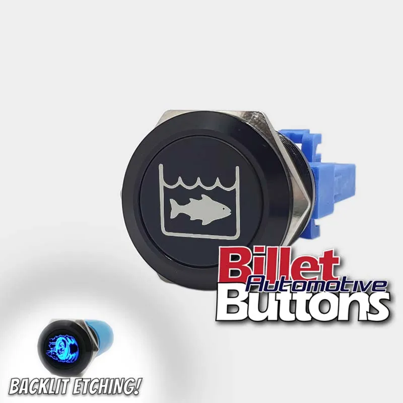 22mm 'LIVE WELL SYMBOL' Billet Push Button Switch Marine Fish Box