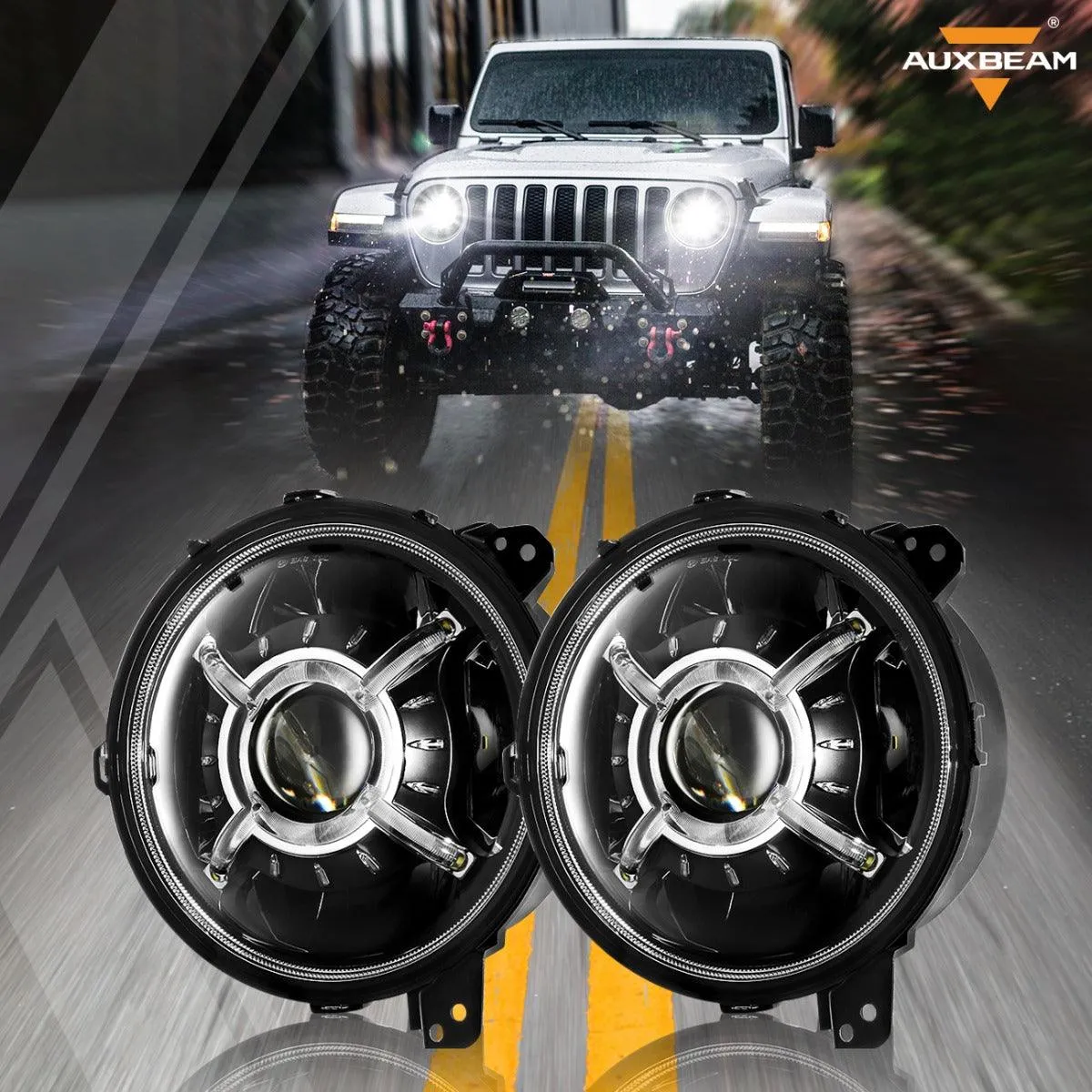 (2pcs/set) 9'' Round  100W LED light with Hi-Lo Beam & DRL for 2018-2022 Jeep Wrangler JL, 2019-2022 Gladiator JT