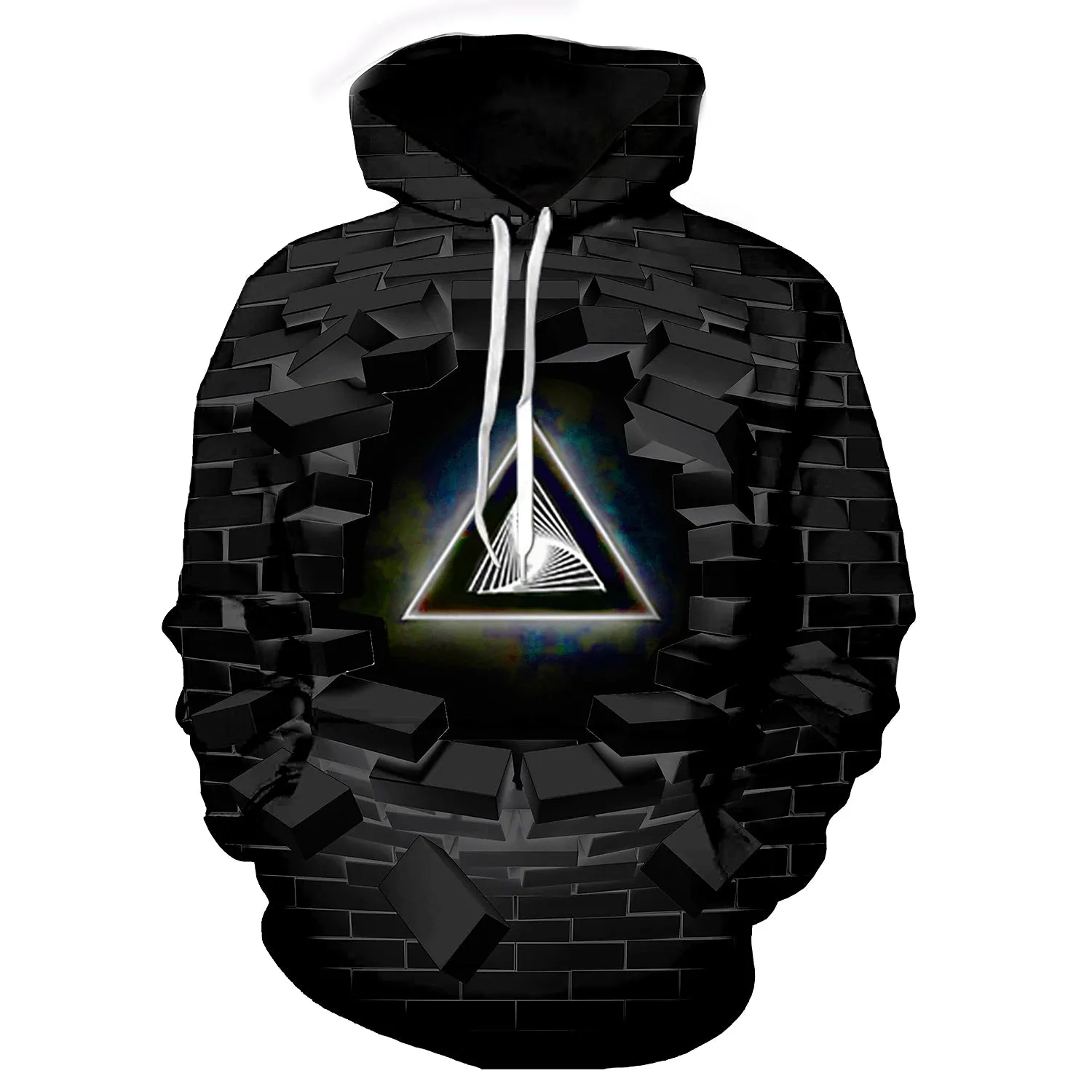 3D Vertigo Print Men's Graphic Hoodie - Black/Pink/Navy Blue - Plus Size