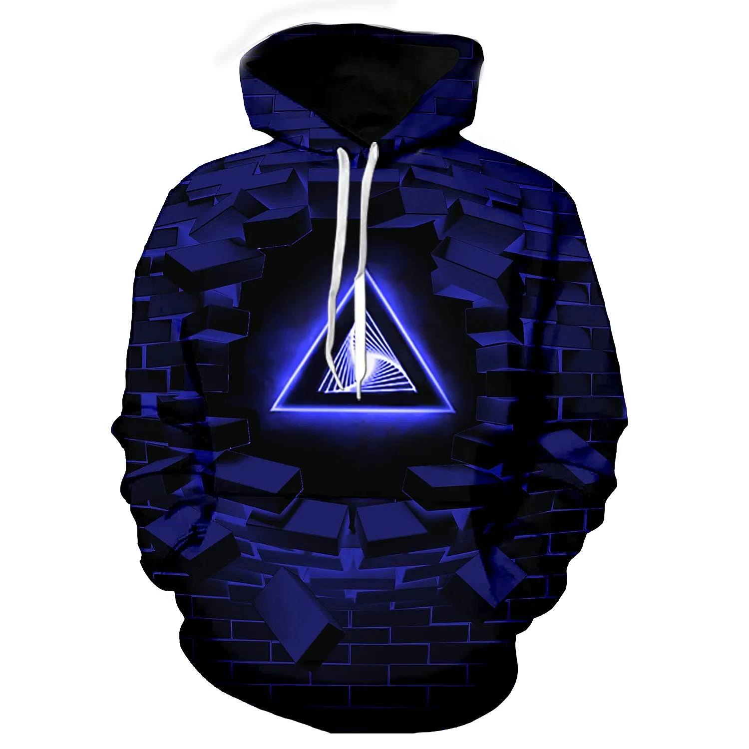 3D Vertigo Print Men's Graphic Hoodie - Black/Pink/Navy Blue - Plus Size