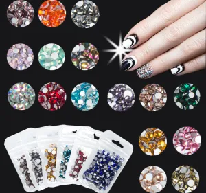 400pcs 40colors Mix Sizes Nail Art Non HotFix Crystal Rhinestone,DIY Flatback 3D Glass Non Hot Fix Rhinestones Nail Decoration