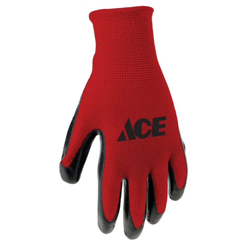 Ace Men's Indoor/Outdoor Coated Work Gloves Red L 3 pk