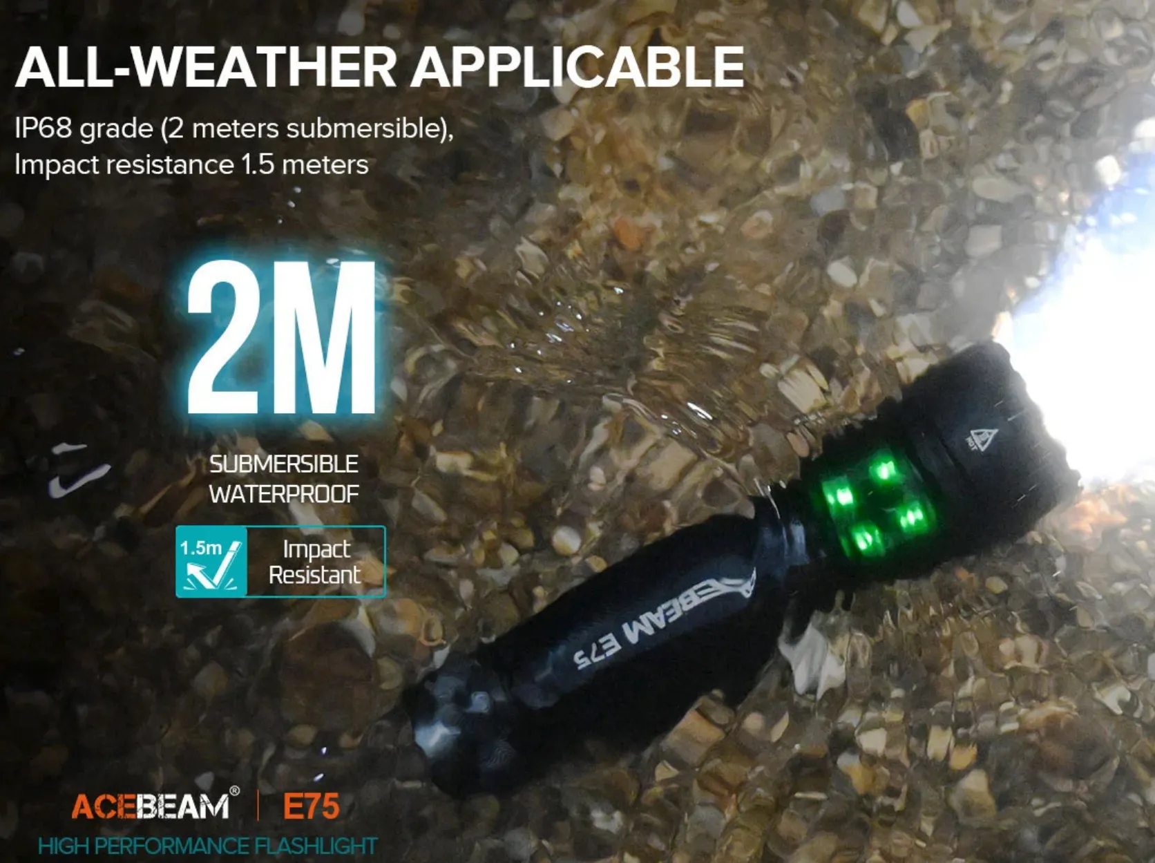 Acebeam® IntelliBeam E75 Quad Core High Output Flashlight