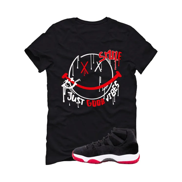 Air Jordan 11 Bred Velvet Black T-Shirt (Smile)| illcurrency