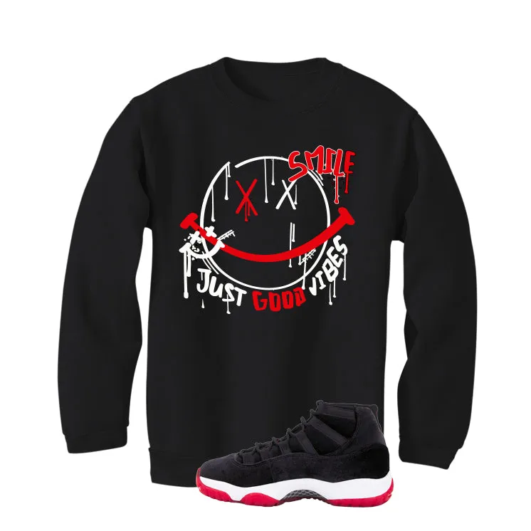 Air Jordan 11 Bred Velvet Black T-Shirt (Smile)| illcurrency