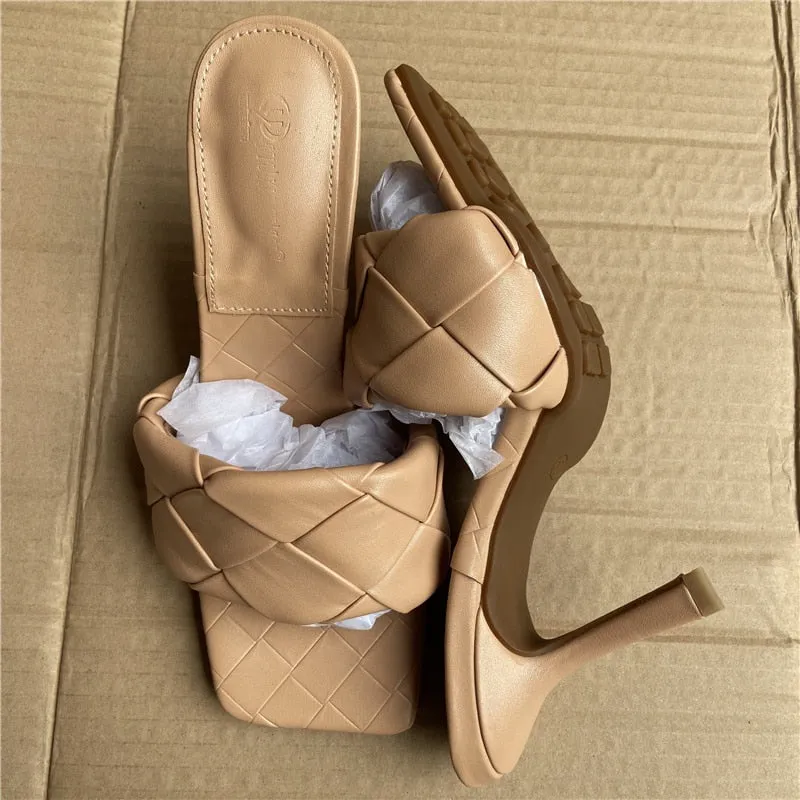 Amozae-2024 Luxury Design Slides Women 9cm High Heels Mules Fetish Summer Sandals Stiletto Heels Slippers Prom Platform Stripper Shoes