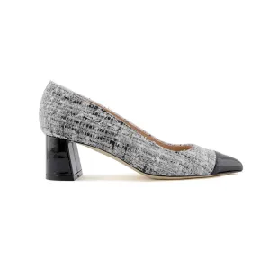 [Archive - Final Sale - Limited Edition '22] Gray Tweed Cap Toe Lower Block Heel Pump