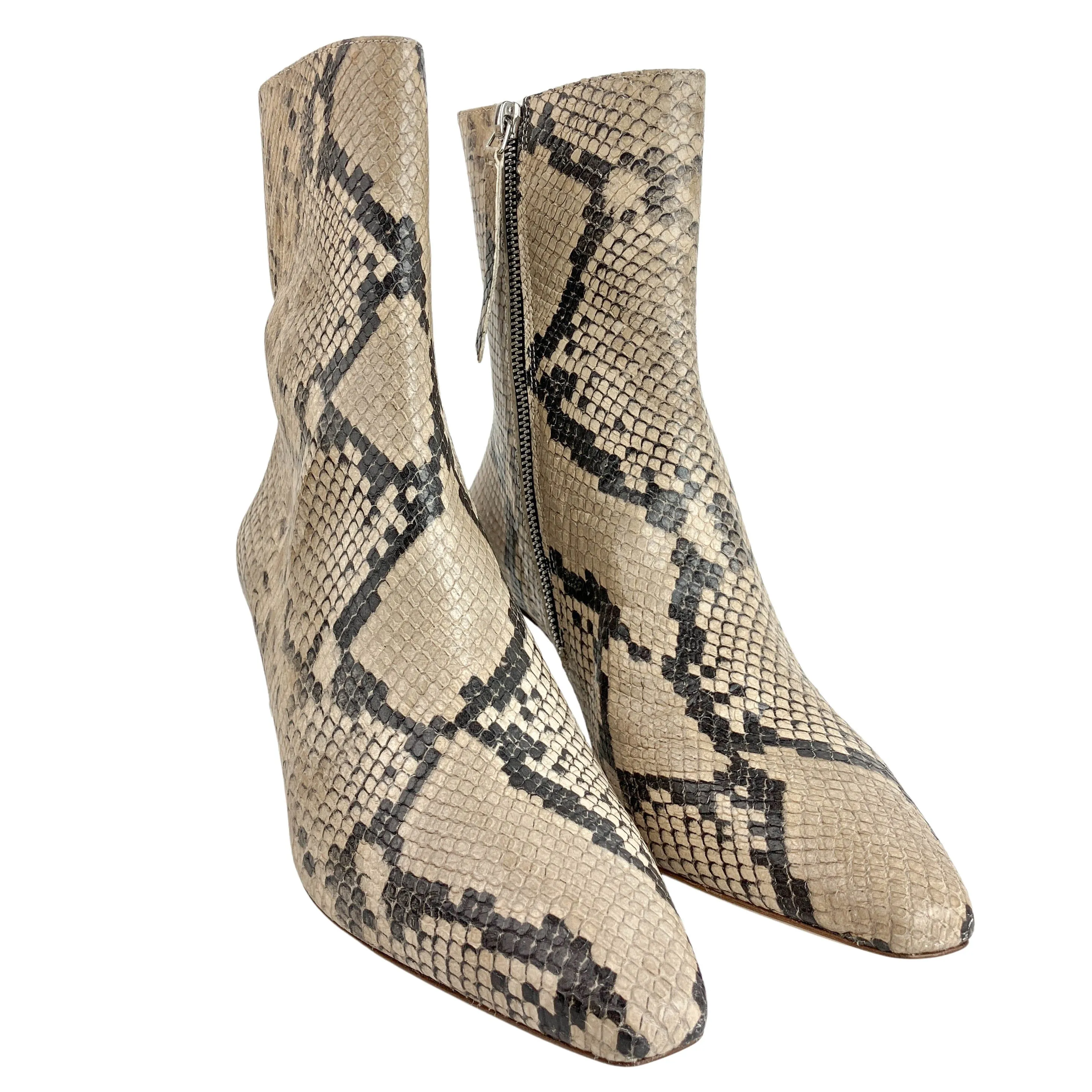 Arielle Baron Serra Python Printed Boots with Silver Heel