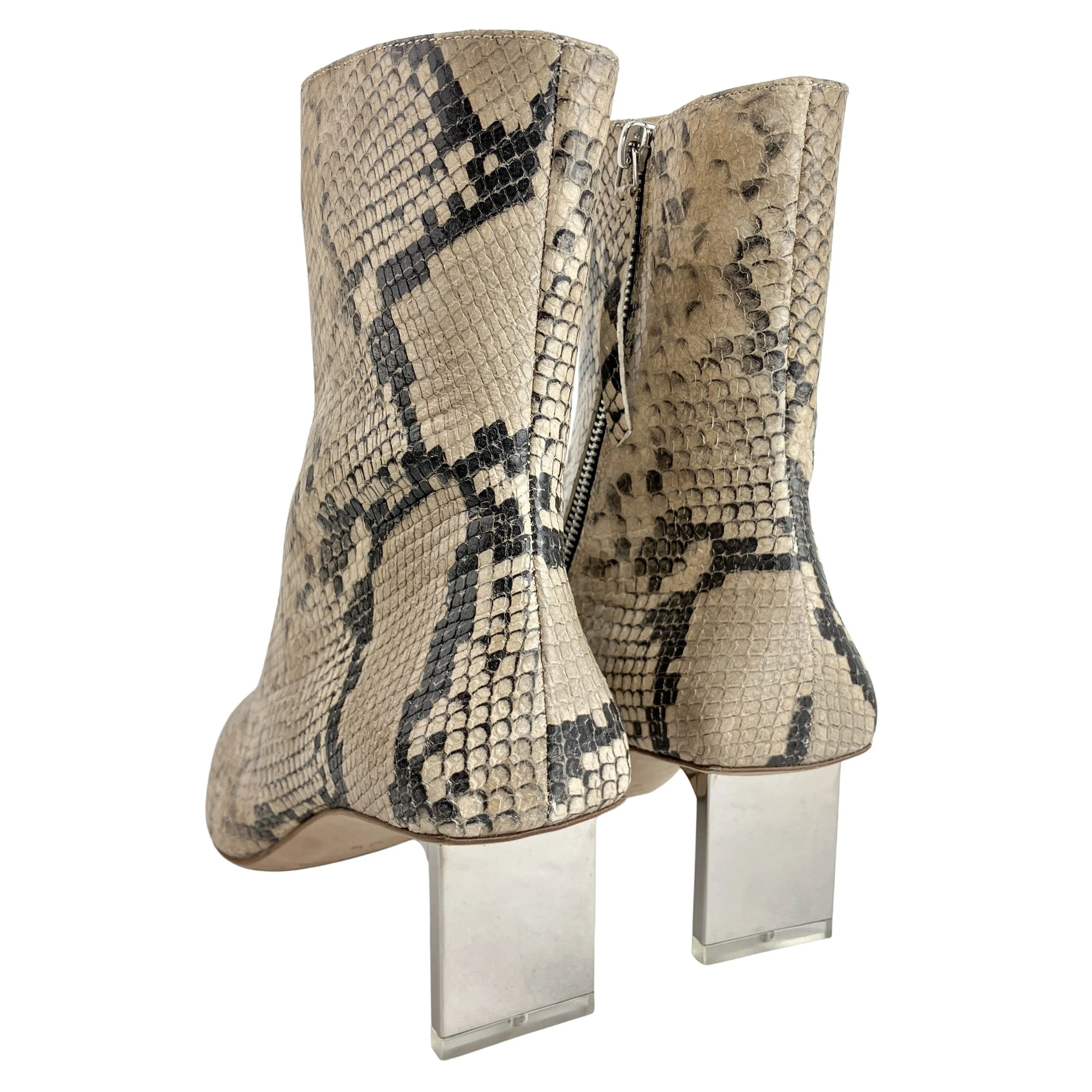 Arielle Baron Serra Python Printed Boots with Silver Heel