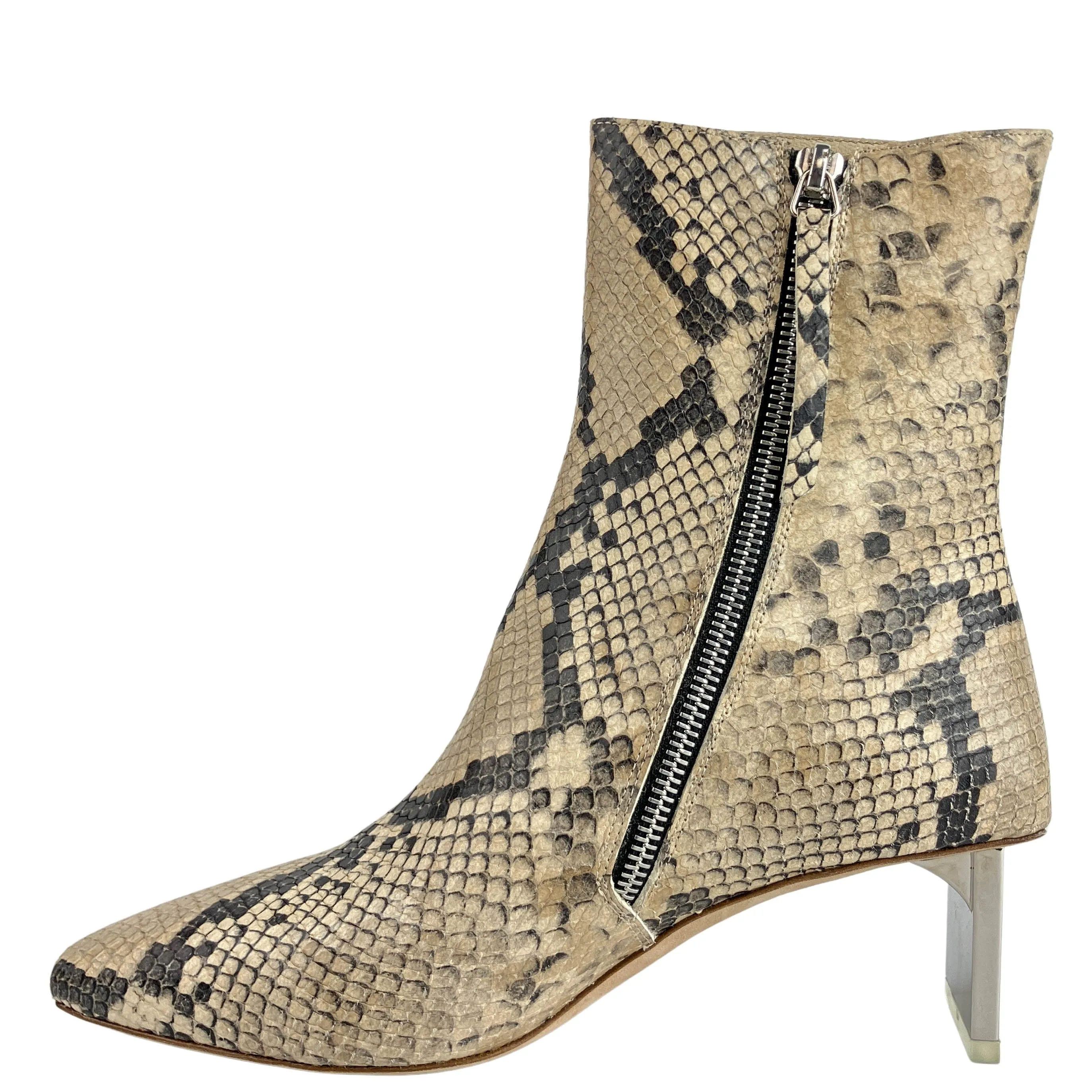 Arielle Baron Serra Python Printed Boots with Silver Heel