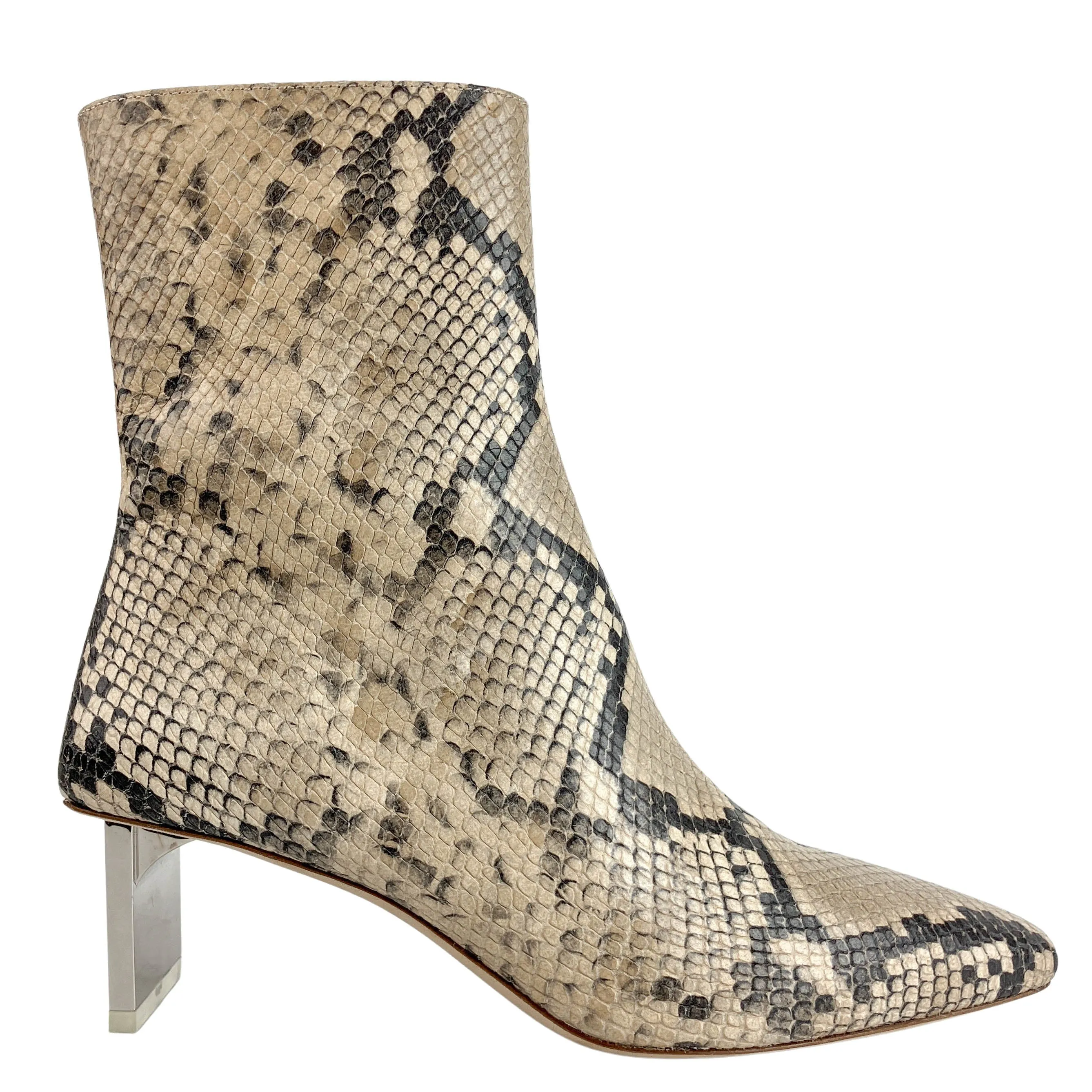 Arielle Baron Serra Python Printed Boots with Silver Heel