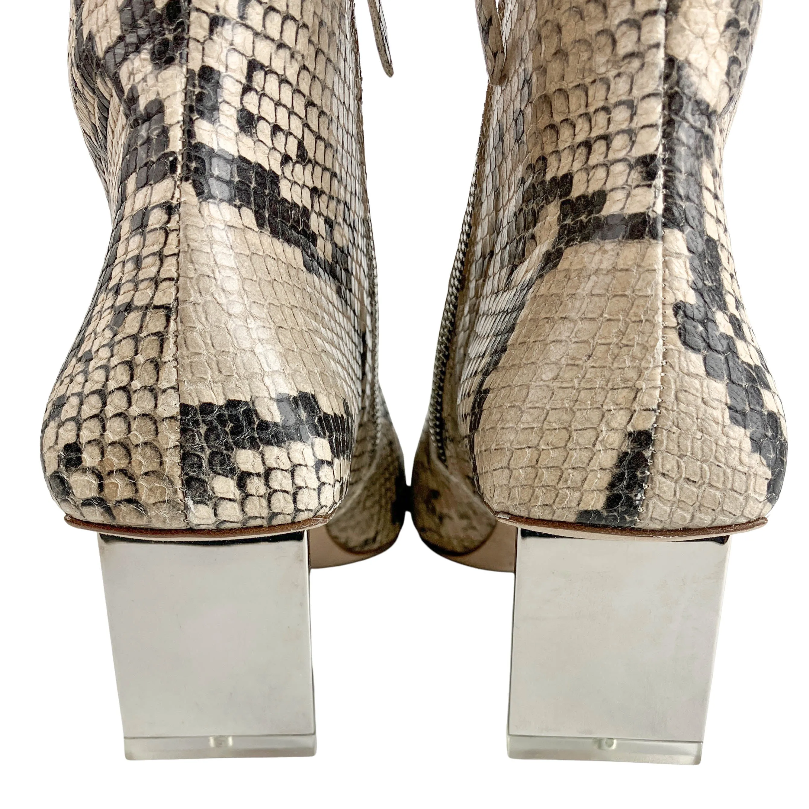 Arielle Baron Serra Python Printed Boots with Silver Heel