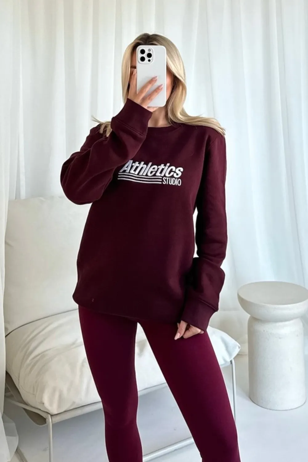 Athletics burgundy embroided sweater