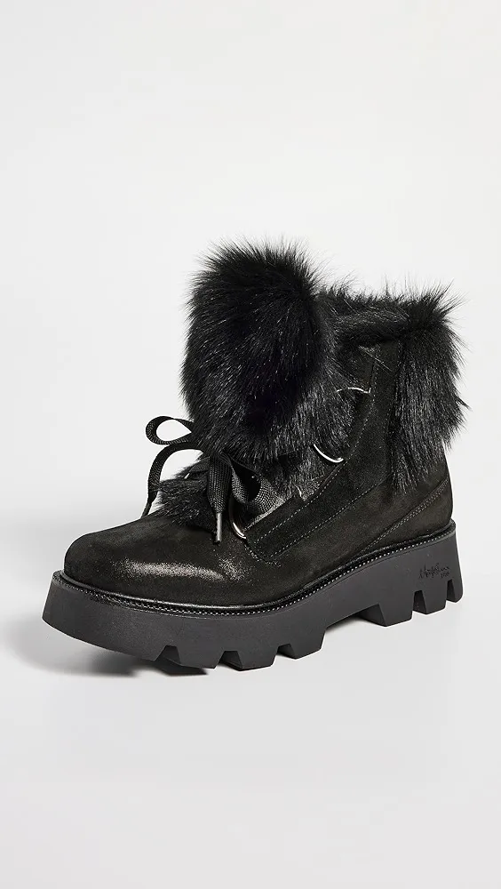 AURORA GOAT FUR BOOT - BLACK