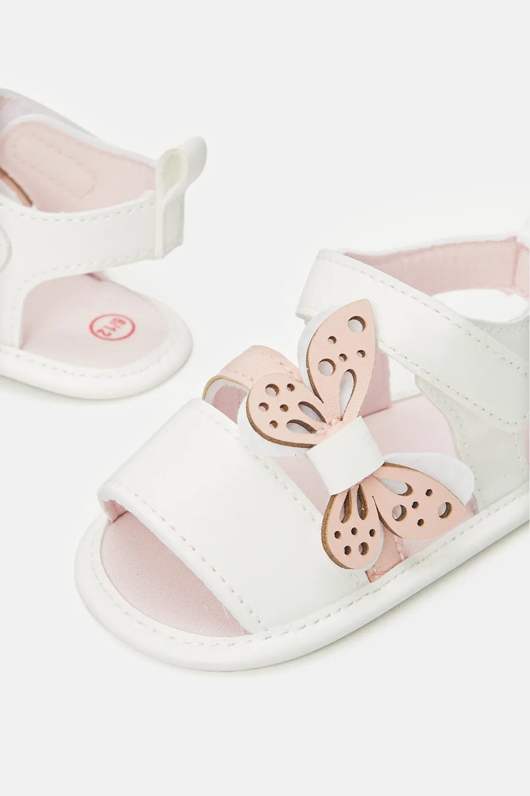 Baby White Butterfly Pram Shoe