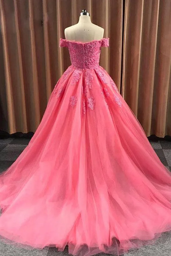 Ball Gown Sweetheart Cap Sleeve Lace Appliques Prom Dress PSK054