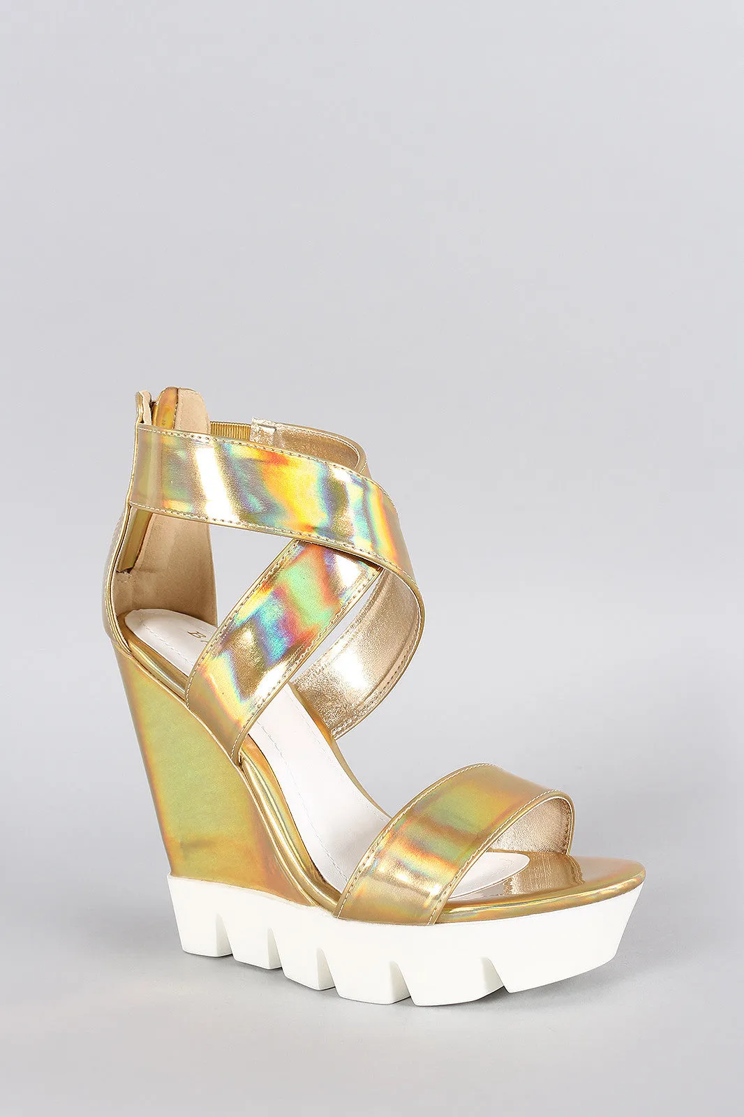 Bamboo Hologram Lug Sole Platform Wedge