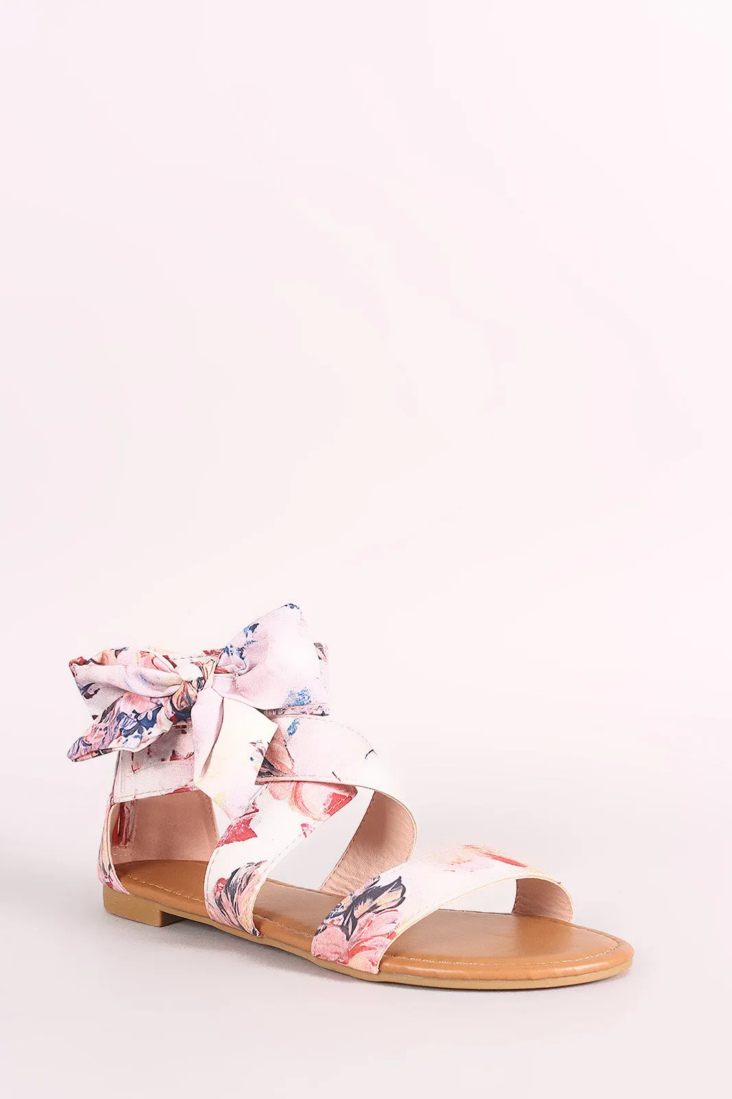 Bamboo Printed Side Bow Flat Sandal