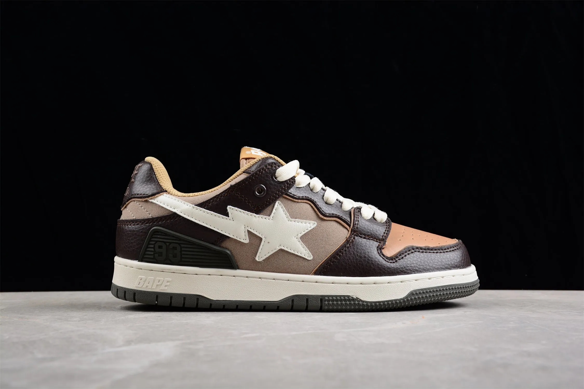 BAPE STA Low-Top Sneakers in Brown and Beige