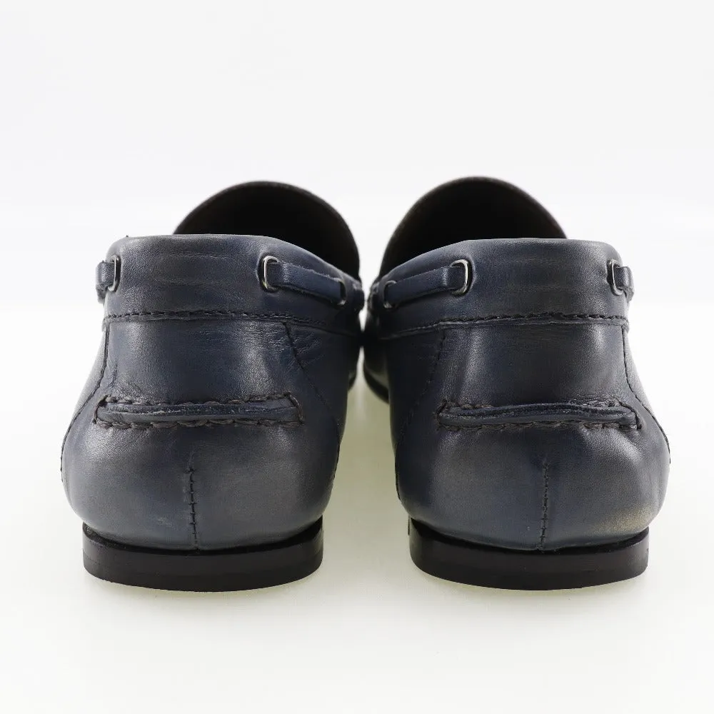 Berluti Leather Loafers Driving Shoes Blue Men