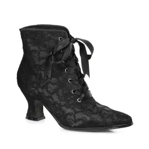 Black Lace Pointed Toe Ankle Boot