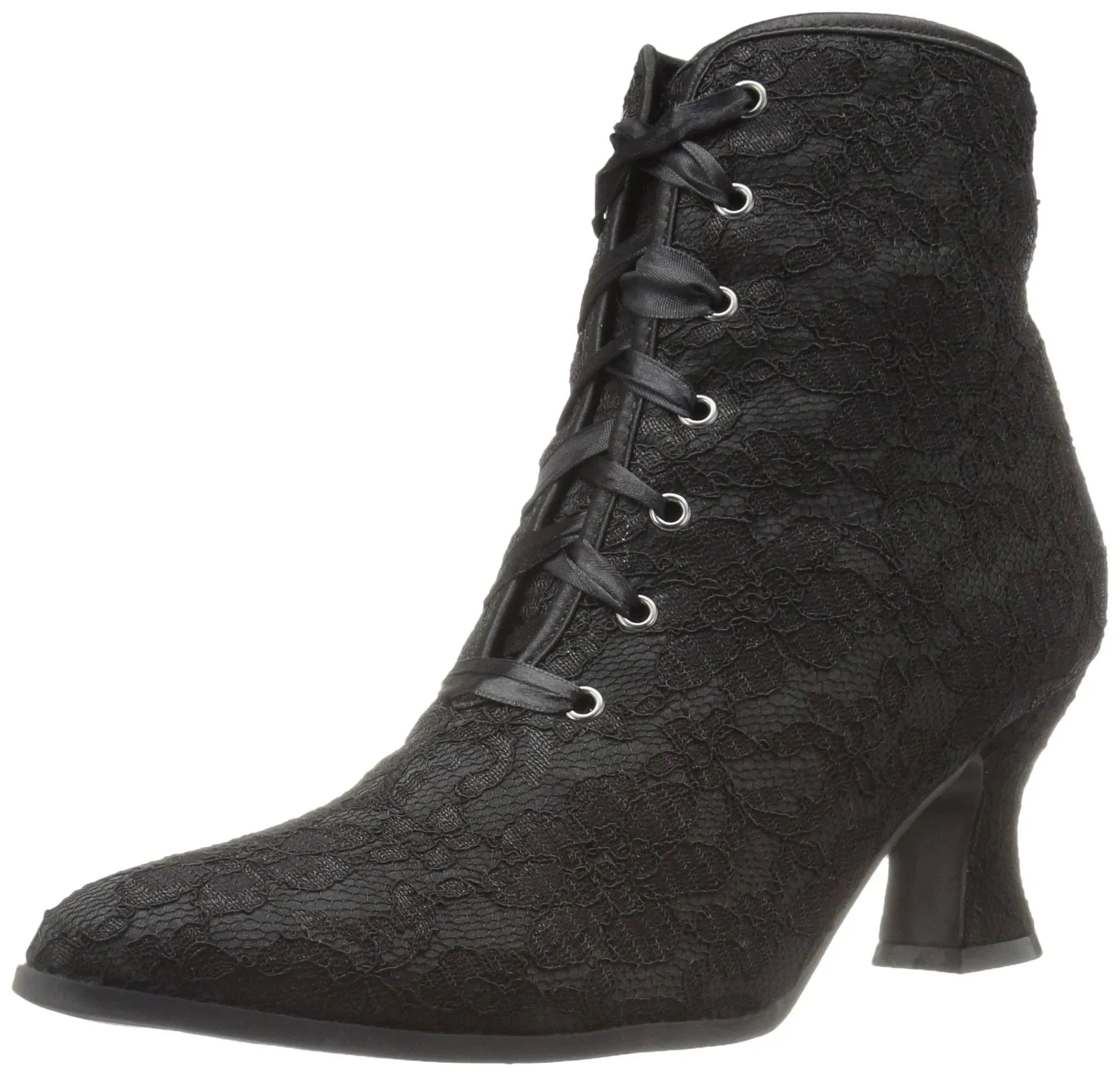 Black Lace Pointed Toe Ankle Boot