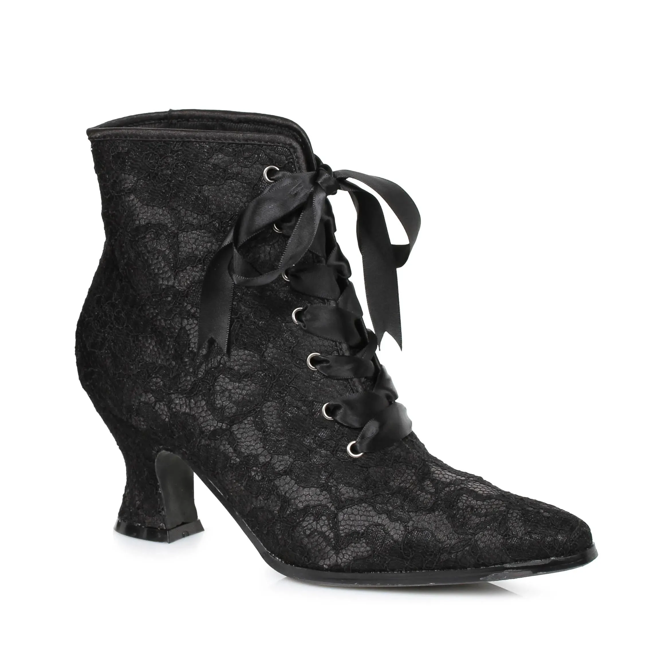 Black Lace Pointed Toe Ankle Boot