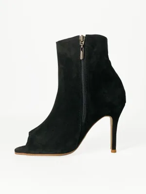 Black Suede Stiletto Heel Boot