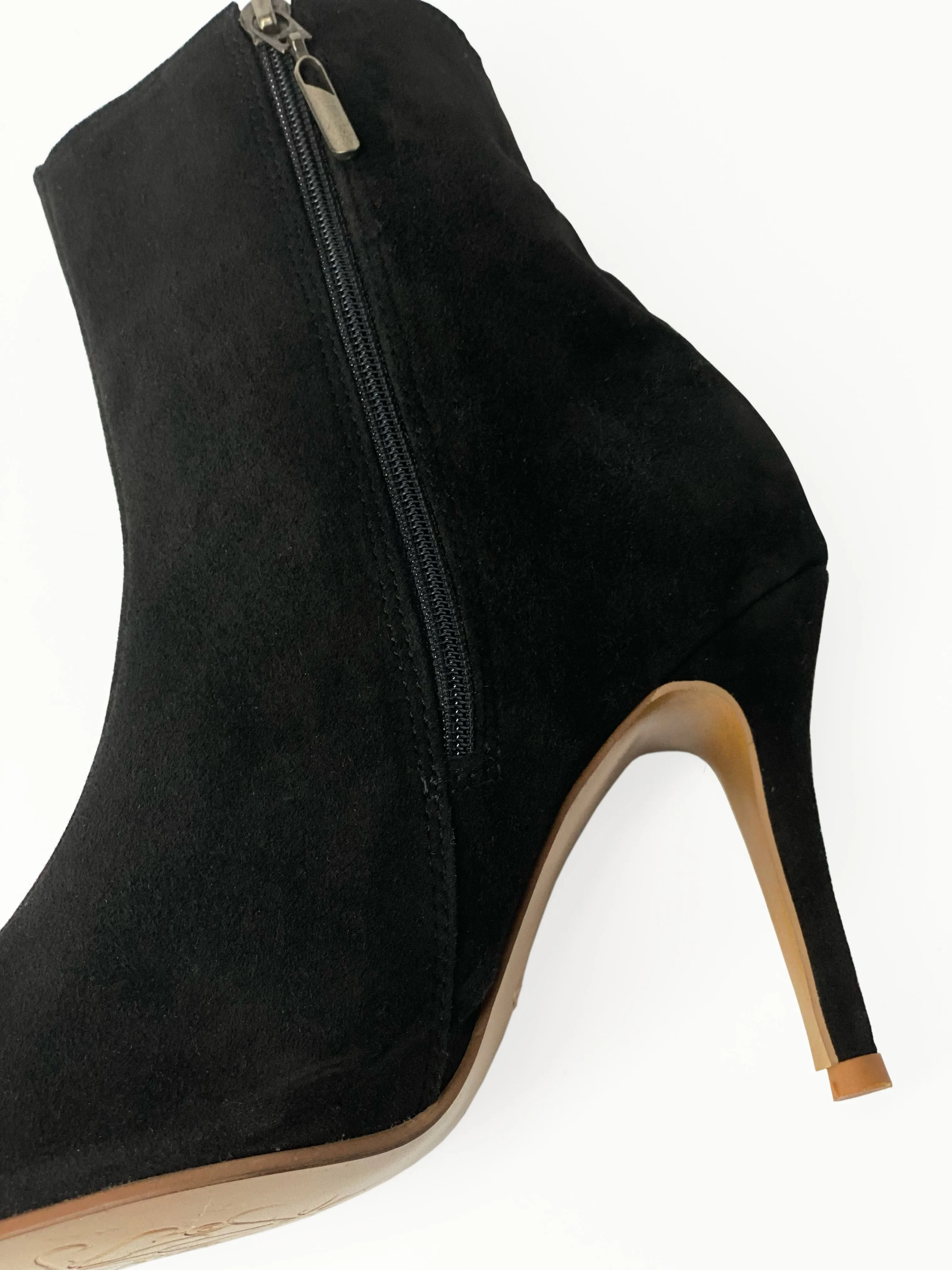 Black Suede Stiletto Heel Boot