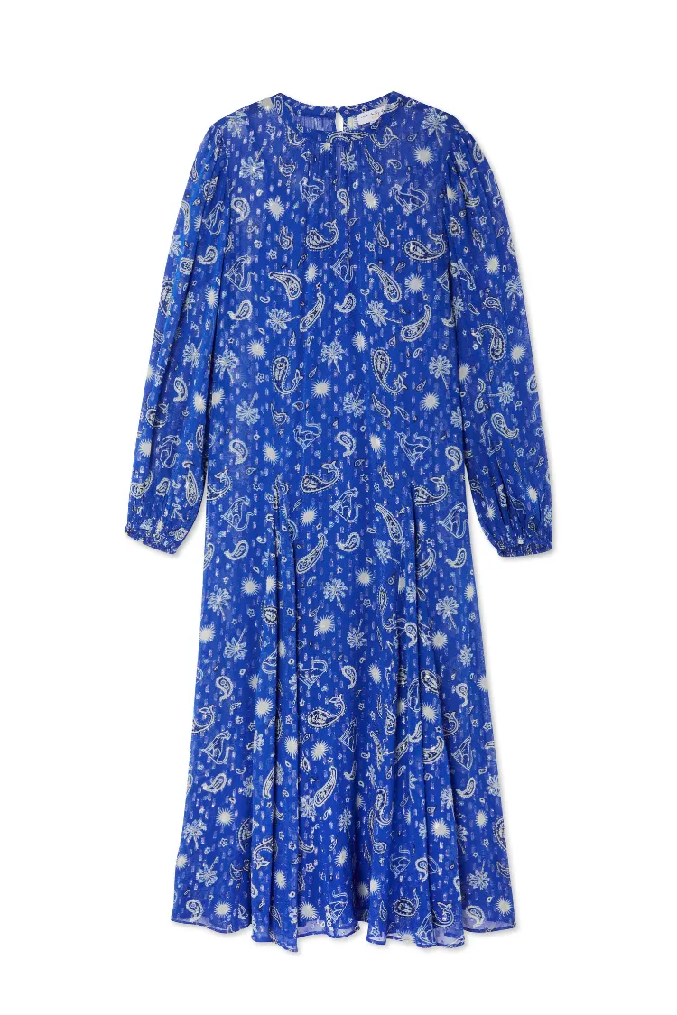 Blue Running Wild Paisley Bibi Dress Petite