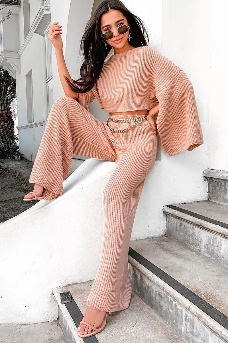 Blush Chunky Knit Loungewear Set - Harper