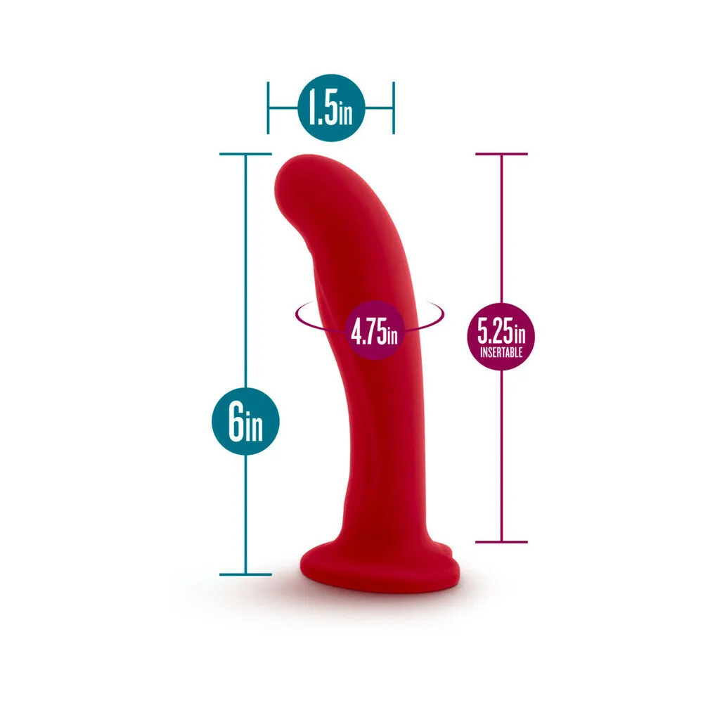 Blush Temptasia Jezebel 6 in. Curved Silicone Dildo with Heart-Shaped Suction Cup Crimson