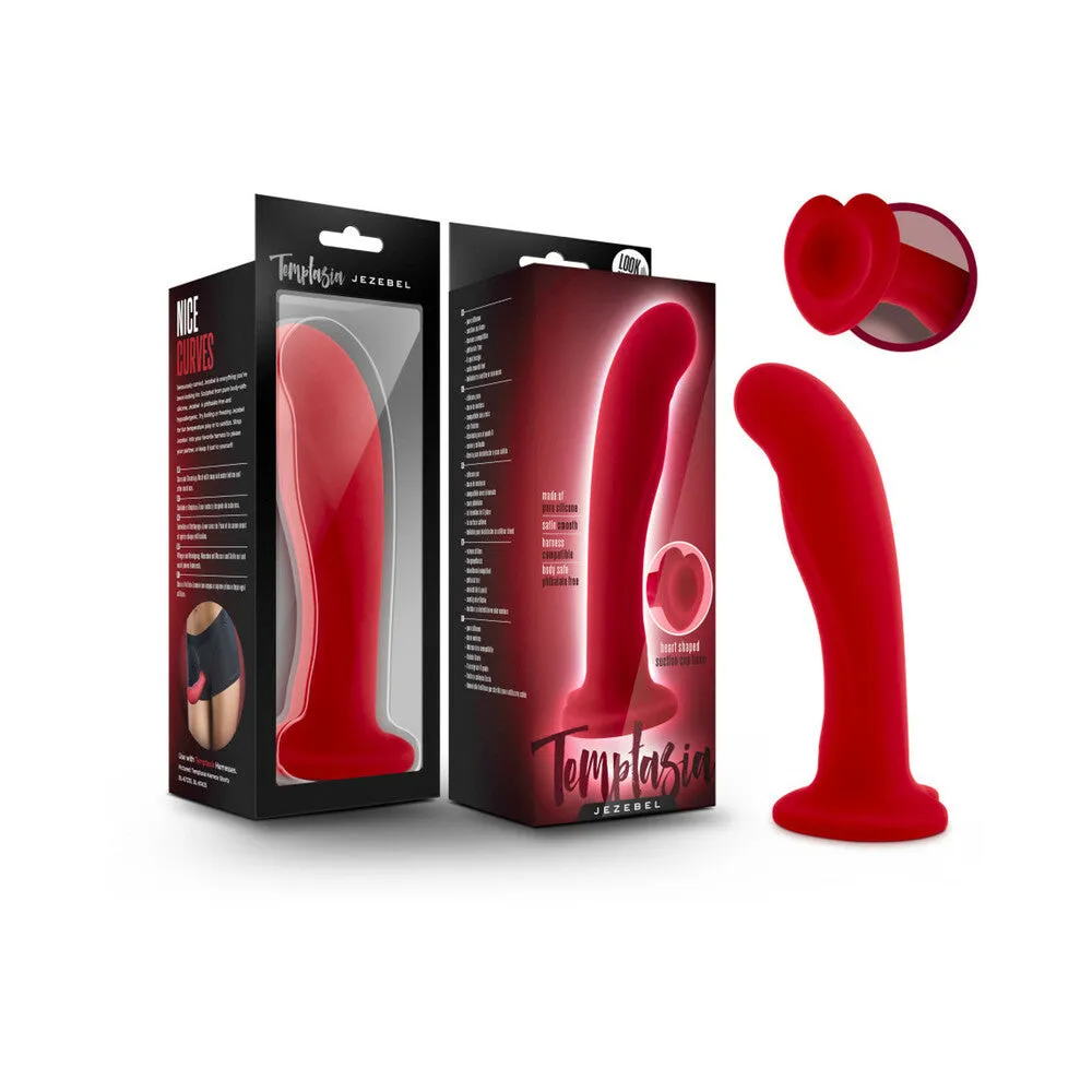 Blush Temptasia Jezebel 6 in. Curved Silicone Dildo with Heart-Shaped Suction Cup Crimson