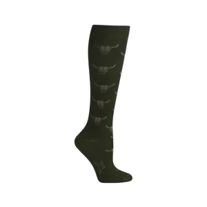 Boot Doctor Women's Brown Bull Skull Over The Calf Socks