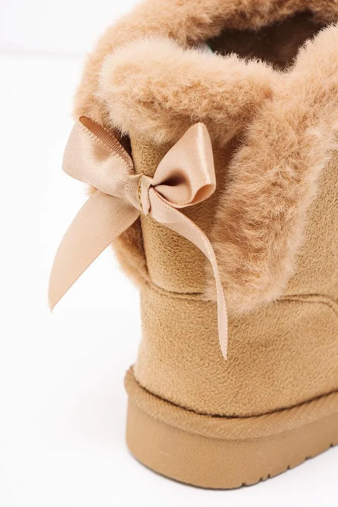 Bow Fur Slipper Natural