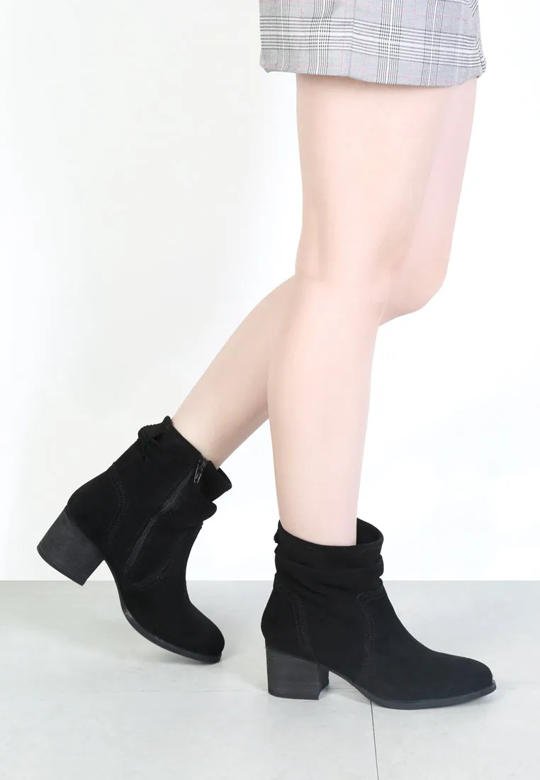 BOWIE Black Stacked Heel Leather Boots