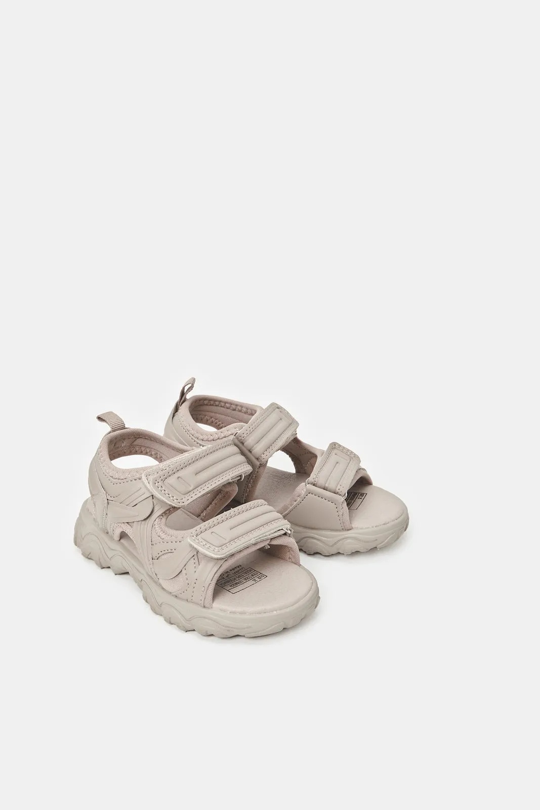 Boys Beige Material Block Trekker Sandal