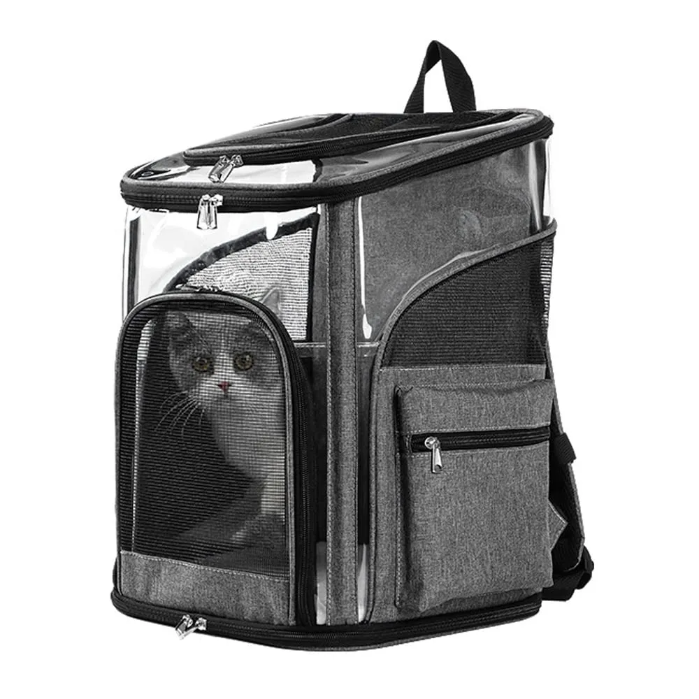 Breathable Cat & Dog Pet Carrier Backpack, Safety Lock, Black - LIFEBEA