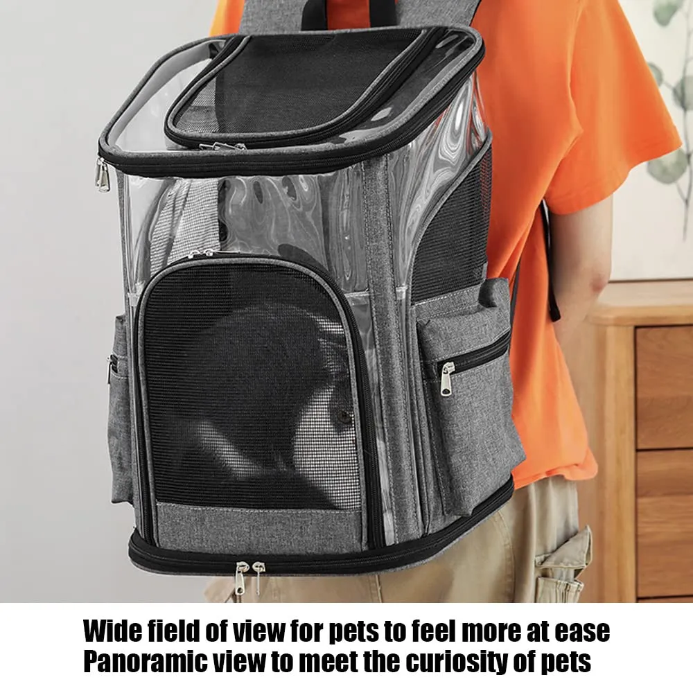 Breathable Cat & Dog Pet Carrier Backpack, Safety Lock, Black - LIFEBEA