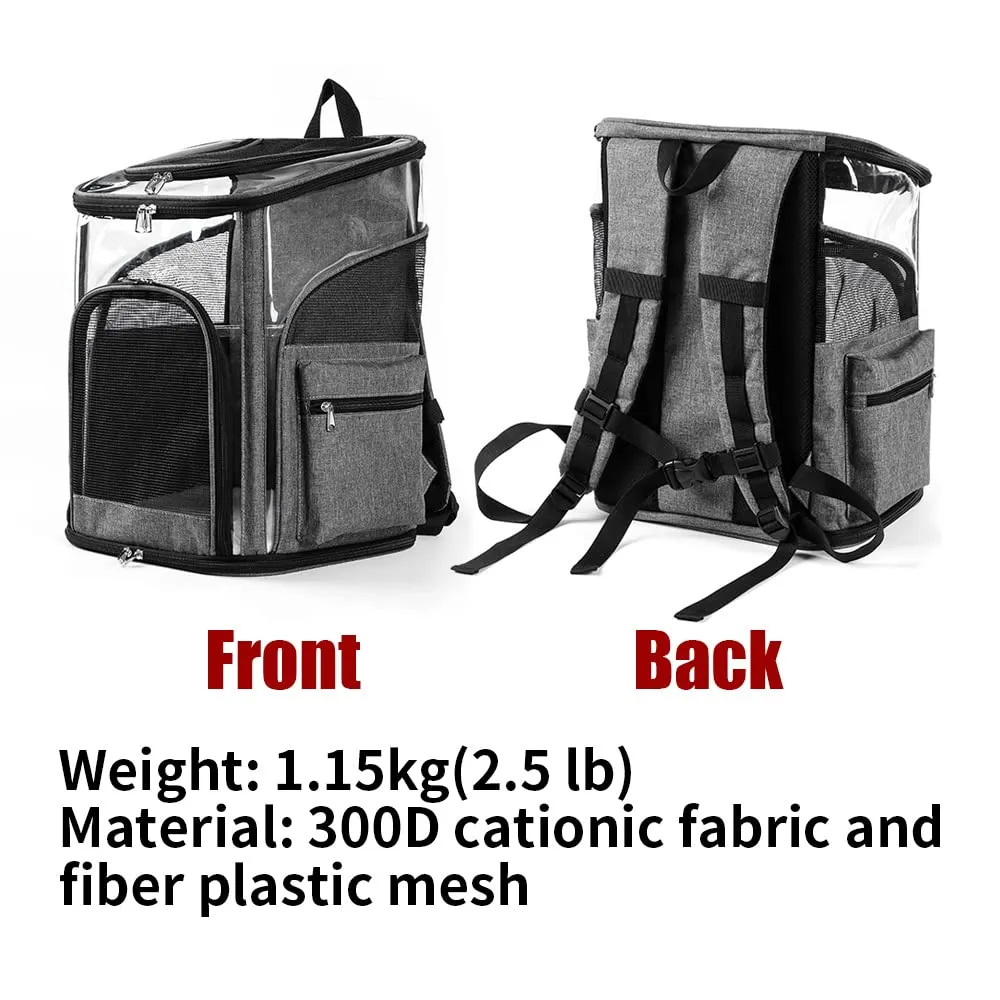 Breathable Cat & Dog Pet Carrier Backpack, Safety Lock, Black - LIFEBEA